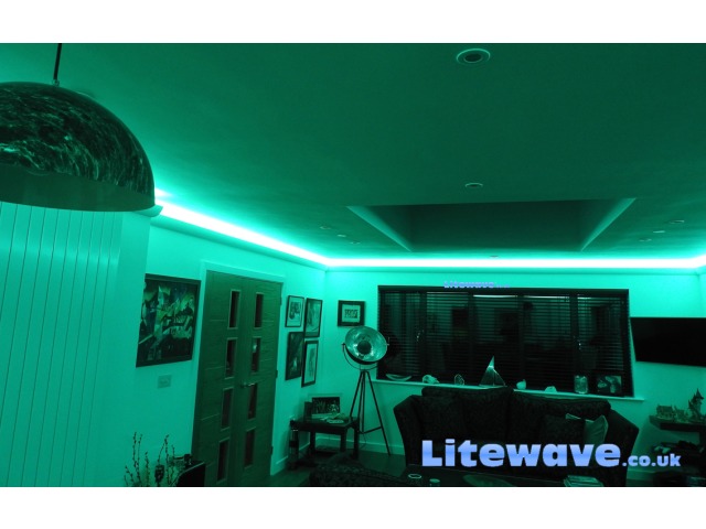 Wall Uplighting displaying Turquoise - Litewave Professional RGB LED Strip 60 LEDs per Metre 24vdc Constant Current